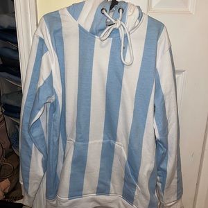 White & Blue Striped Hoodie